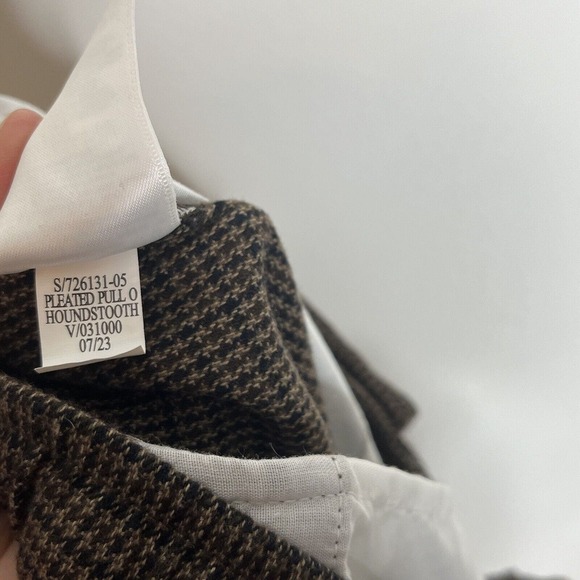 Old Navy Houndstooth Pleated Pull On Taper Pants Brown Women’s Size M Academia - Picture 8 of 8
